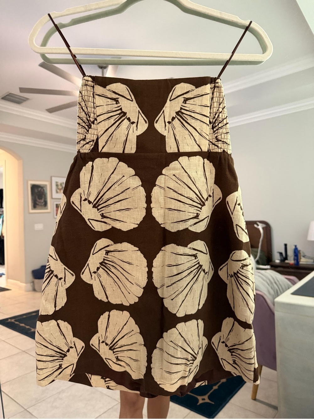 Abercrombie & Fitch Brown Dress with Cream Shell Print